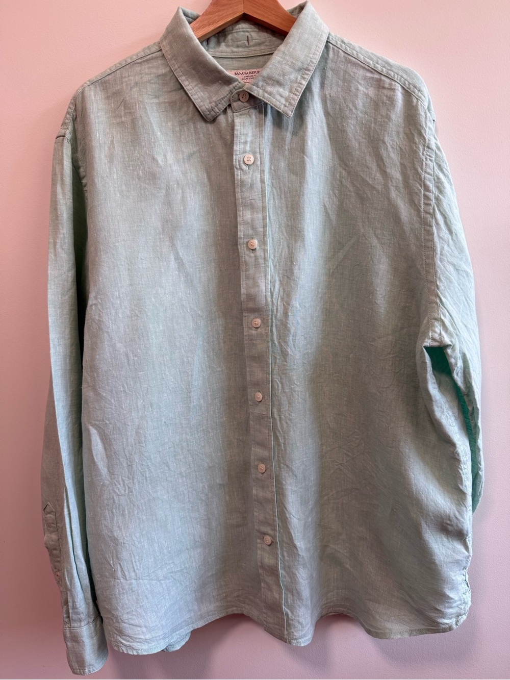 Banana Republic Light Mint Green Casual Button-Down Shirt